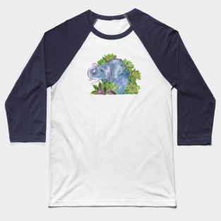 Elephant with Succulents Baseball T-Shirt